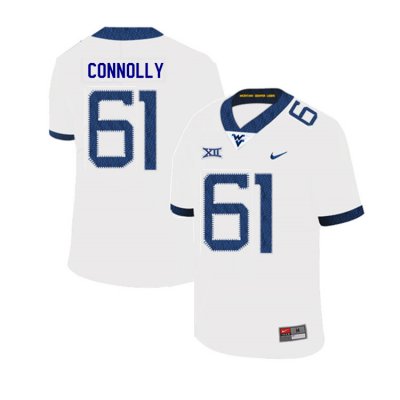 Men's West Virginia Mountaineers NCAA #61 Tyler Connolly White Authentic Nike 2019 Stitched College Football Jersey AY15J24QH